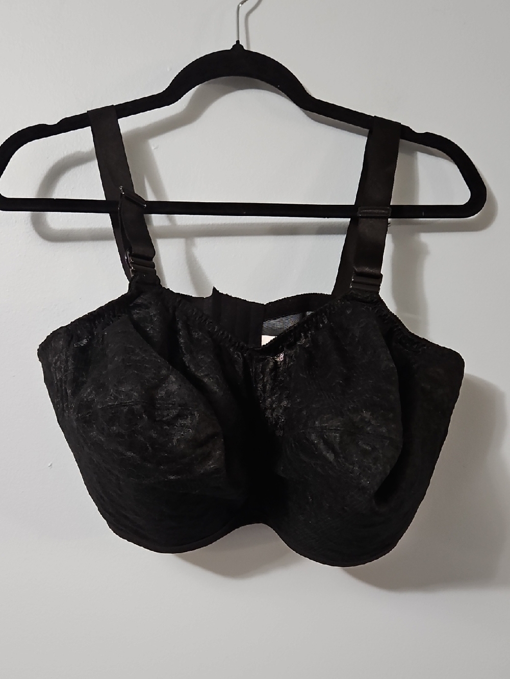 La Unique Black Full Coverage Super Under Bust Support Bra Wireless Size L